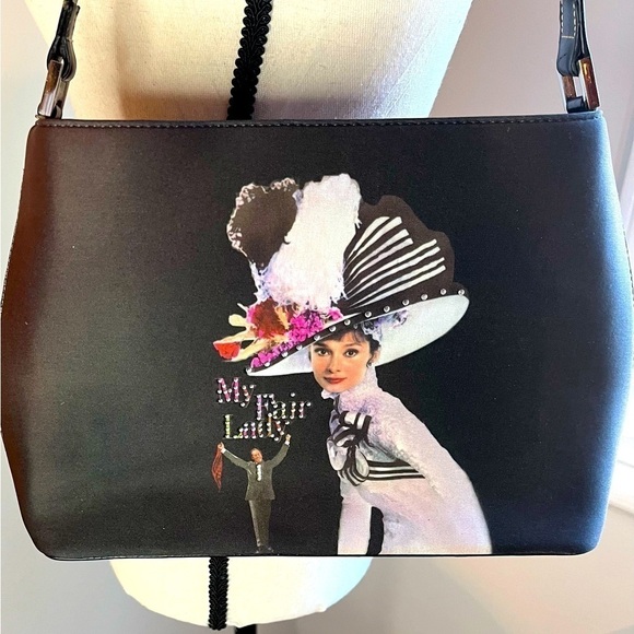 My Fair Lady Audrey Hepburn Shoulder Purse in Black with Black Interior. - Picture 1 of 6